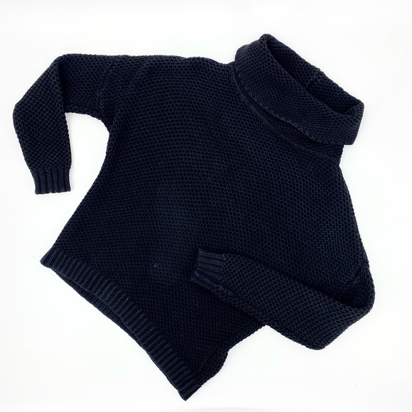 BEBE Oversize Cowl Neck Black Knit Chunky Sweater Size M - Picture 13 of 13